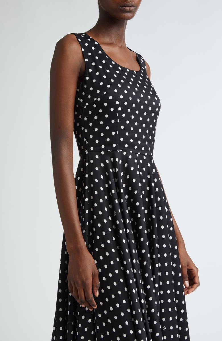Dolce&Gabbana Polka Dot Sleeveless Stretch Silk Midi Dress, Alternate, color, 