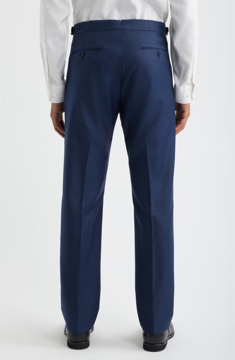 Zanella Danny Pleated Solid Wool Dress Pants, Alternate, color, Blue