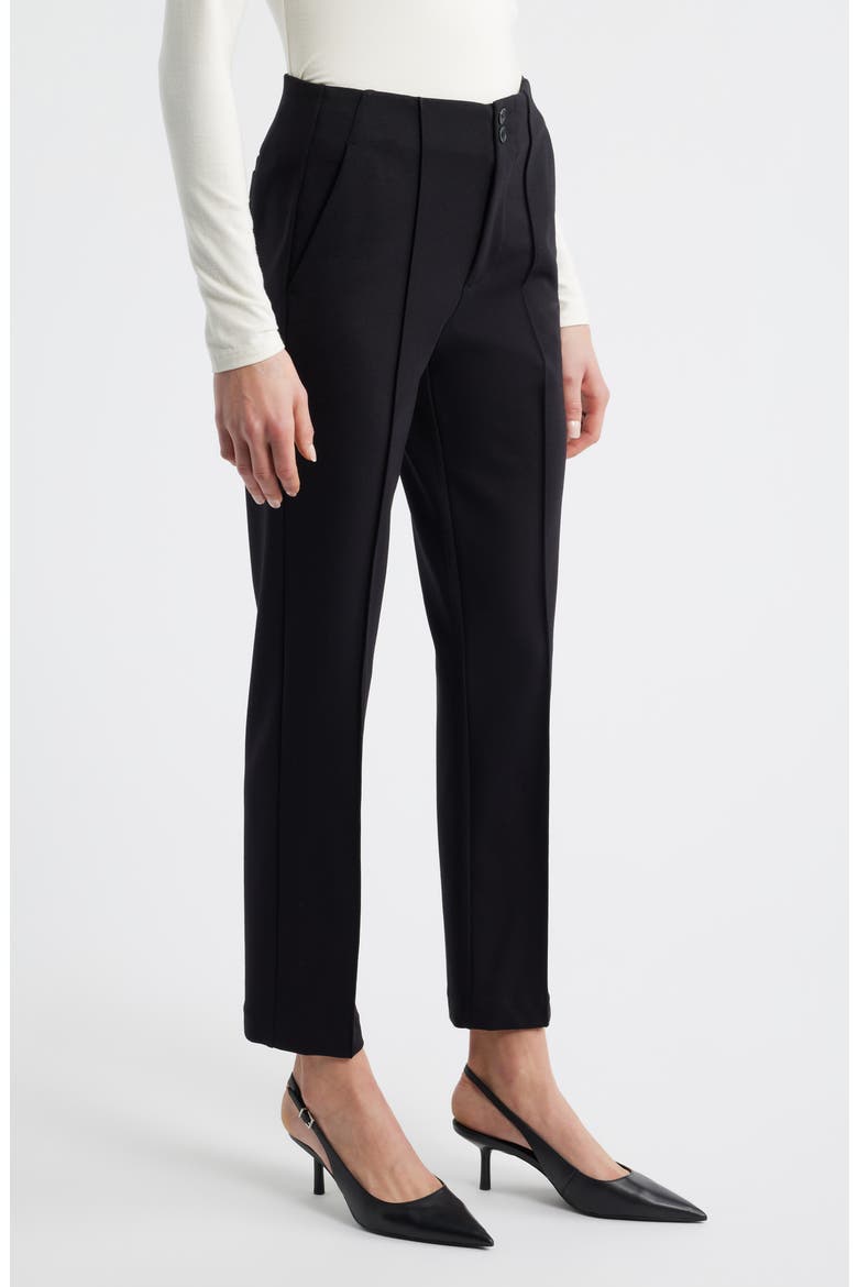 Pintuck Pleat Front Slim Leg Pants, Alternate, color, BLACK