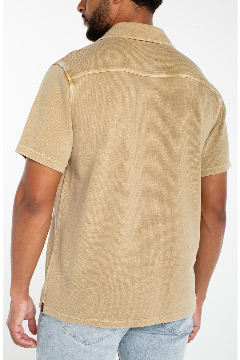 Short Sleeve Piqué Knit Button-Up Shirt, Alternate, color, RYE