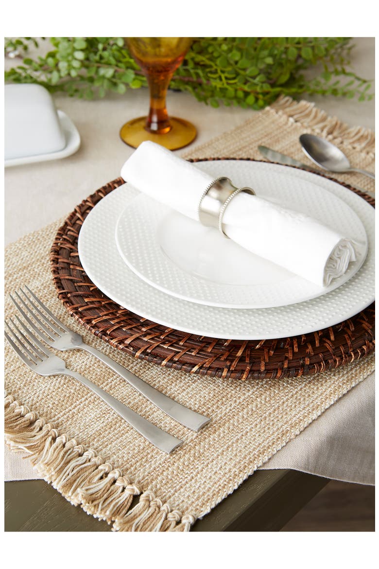 Variegated Fringe Set of 4 Placemats, Alternate, color, TAN