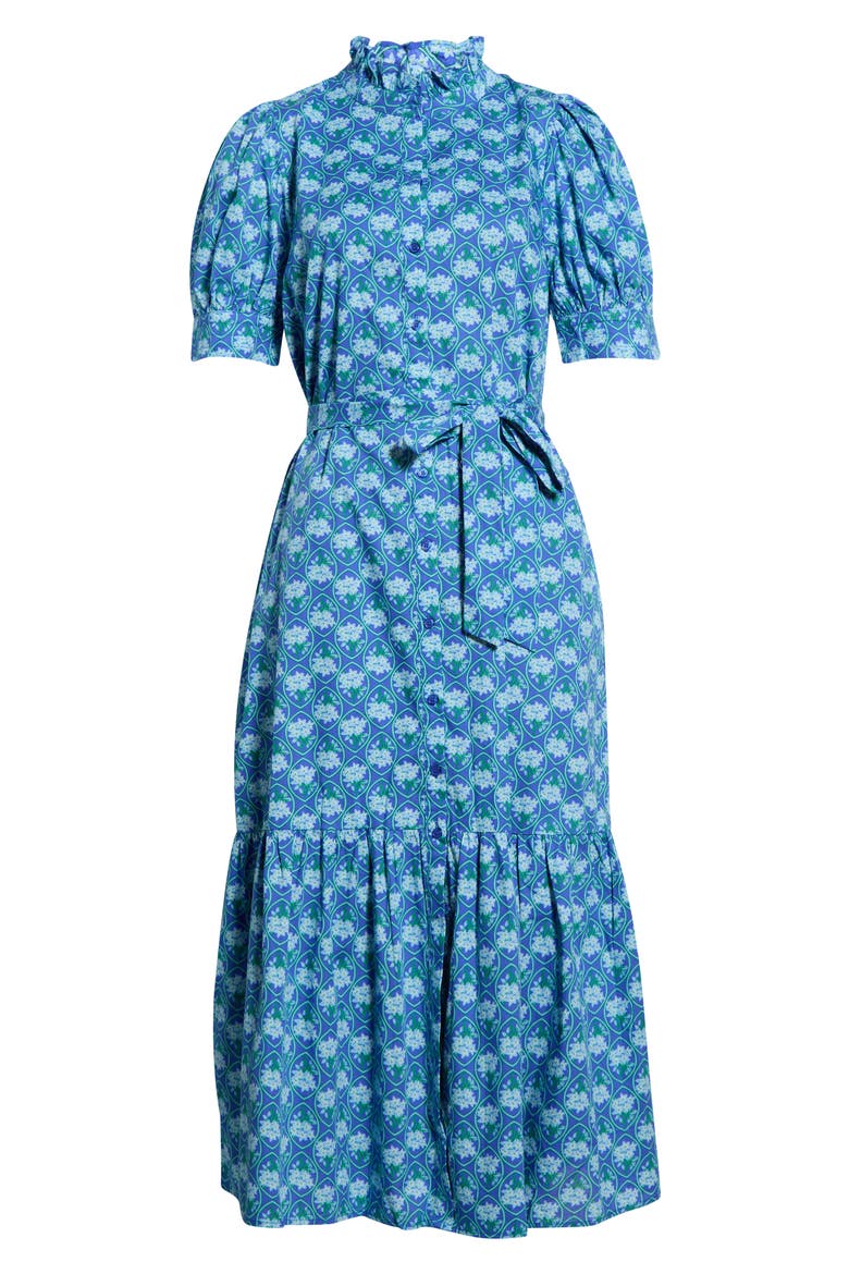 Giles Driftwood Floral Cotton Shirtdress, Main, color, BLUE GREEN