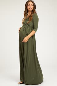PinkBlush Draped 3/4 Sleeve Maxi Dress