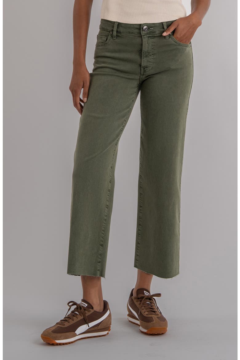 Raw Hem High Waist Ankle Wide Leg Jeans, Main, color, SEAWEED