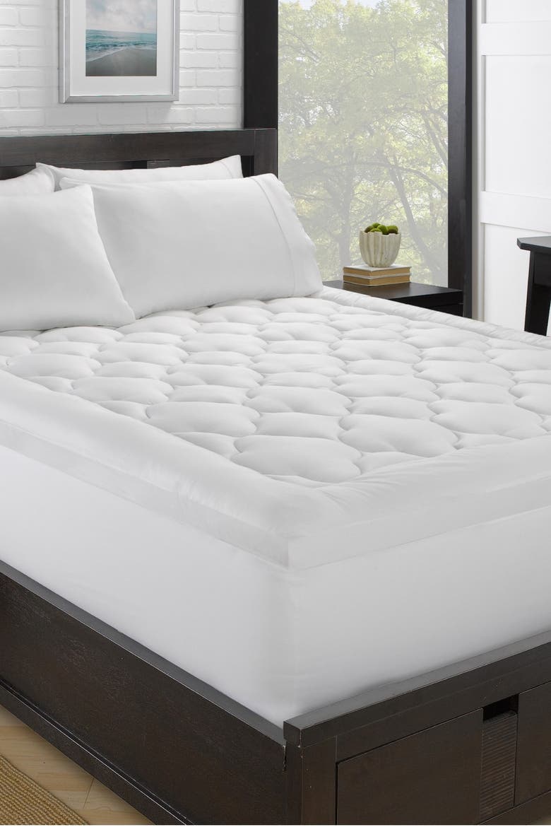 Lofty 100% Cotton Plush Gel Fiber Filled Mattress Topper - Twin, Alternate, color, WHITE