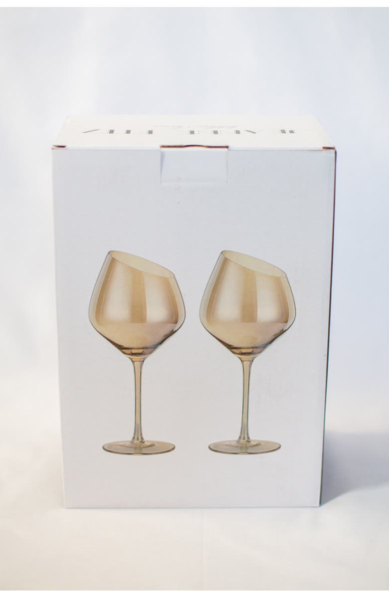 Jeanne Fitz Slant Collection Red Wine Glasses, Set of 2, Gold, Alternate, color, Gold