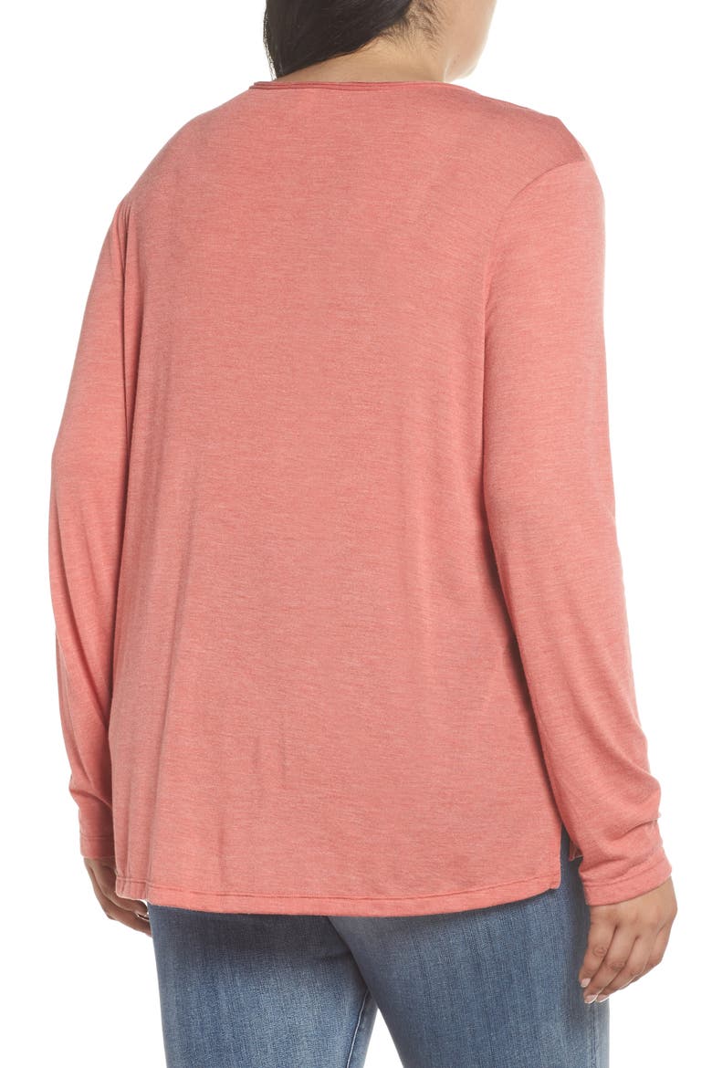 Raw Edge Scoop Neck Tee, Alternate, color, PINK CEDAR