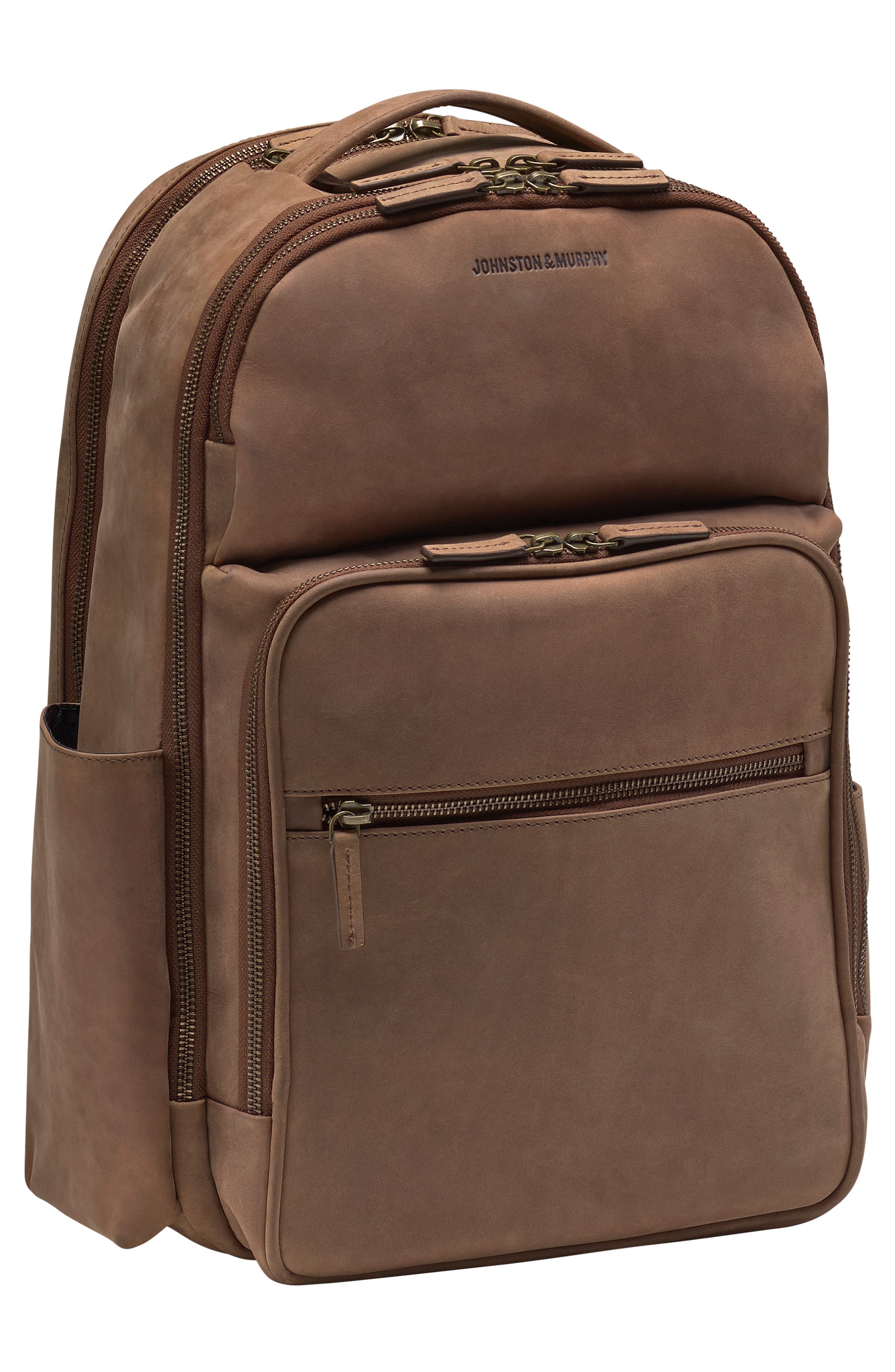 Johnston & Murphy Leather Backpack, Alternate, color, 