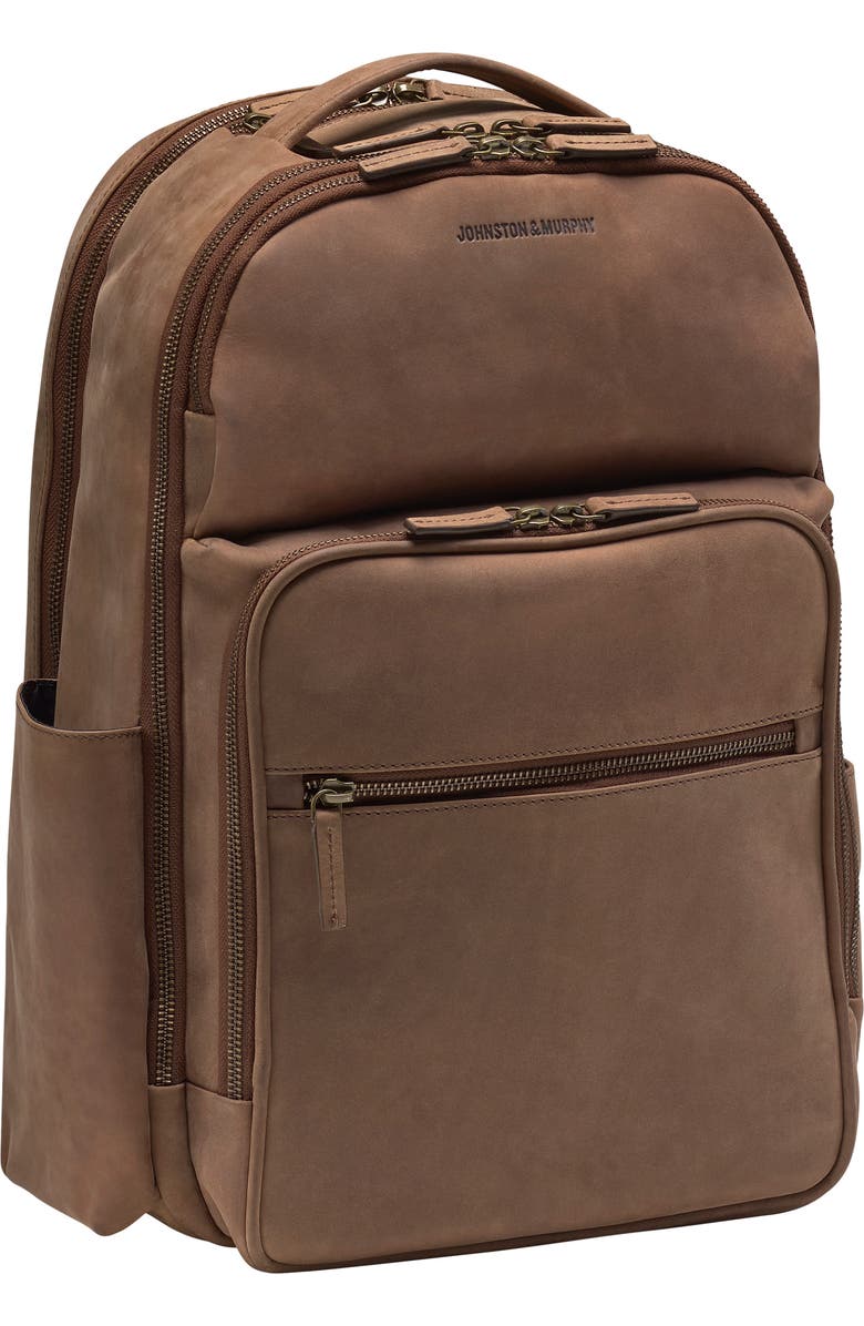 Johnston & Murphy Leather Backpack, Alternate, color,