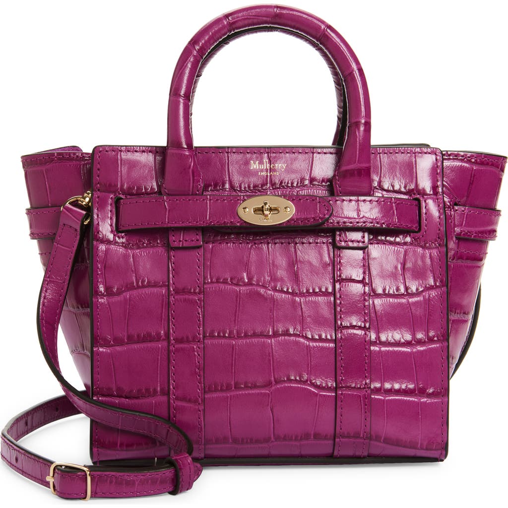Mulberry Micro Bayswater Croc Embossed Leather Shoulder Bag