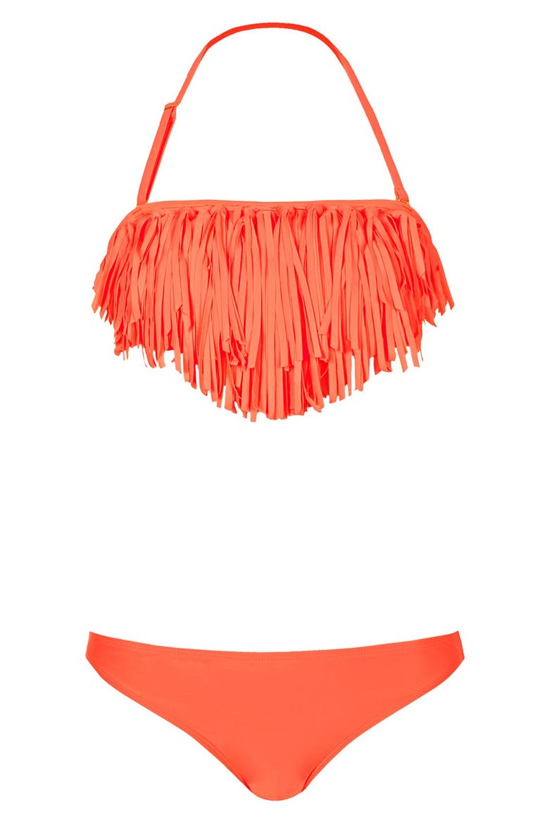 Crochet Fringe Bikini, Alternate, color, CORAL