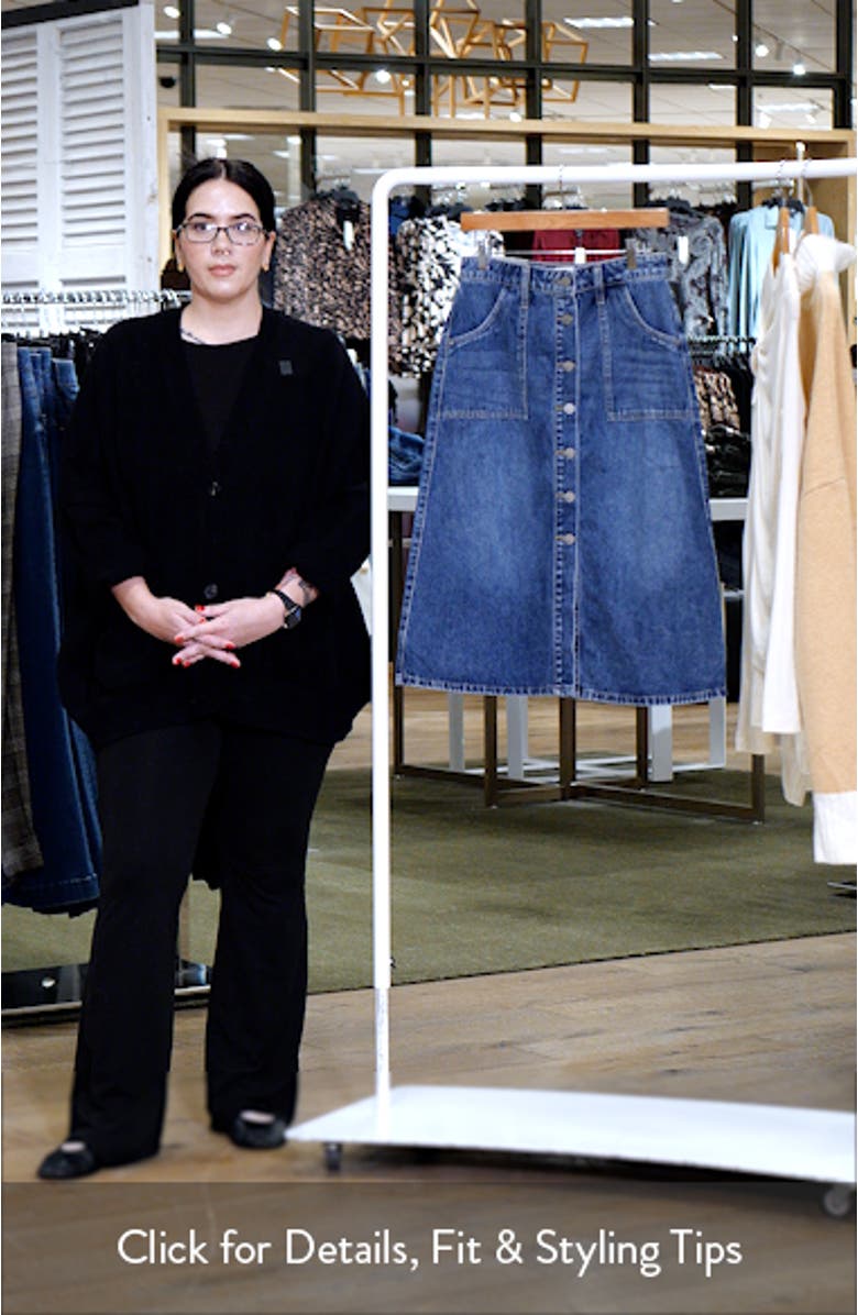 Button Front A-Line Denim Skirt, sales video thumbnail