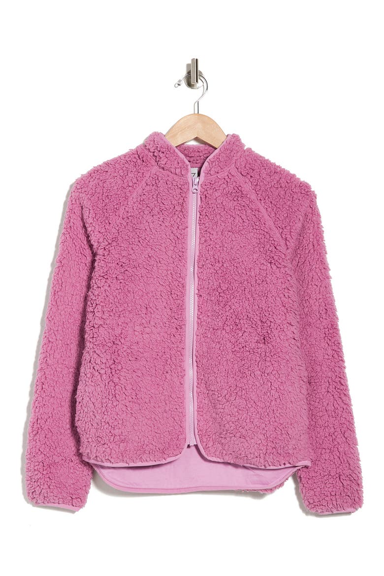 Aura Faux Shearling Zip Front Jacket, Alternate, color, PINK GALE