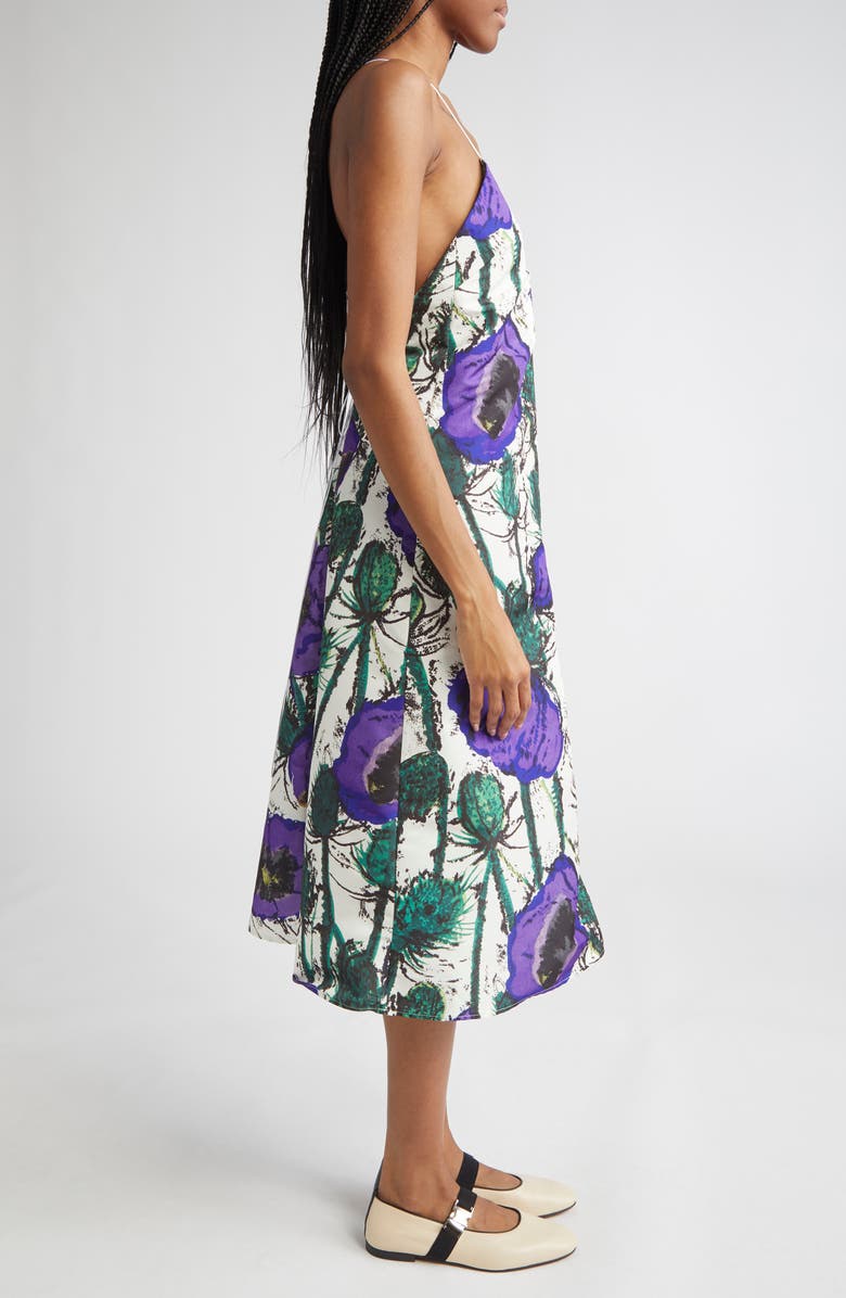 Wales Bonner Josephine Floral Sateen Dress, Alternate, color, Poppy Purple