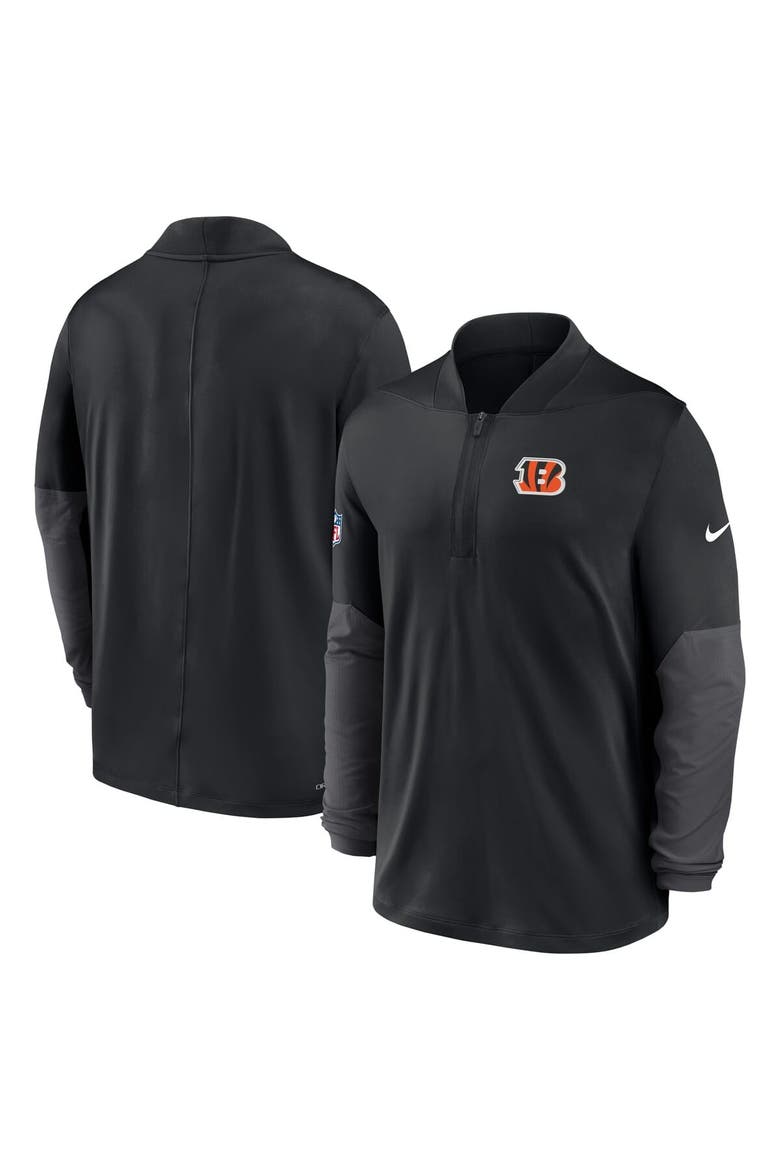 Men's Nike Black Cincinnati Bengals Sideline Dri-FIT Half-Zip Pullover, Alternate, color, Black
