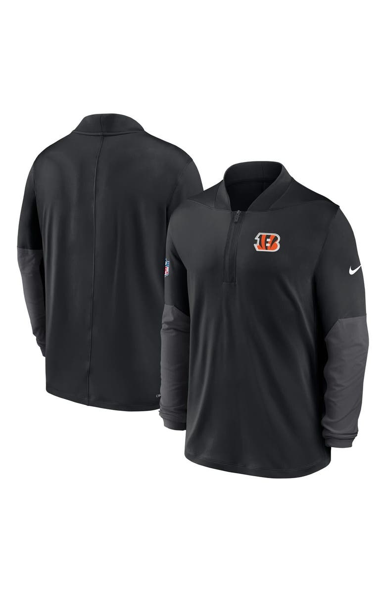 Nike Men's Nike Black Cincinnati Bengals Sideline Dri-FIT Half-Zip Pullover, Alternate, color, Black