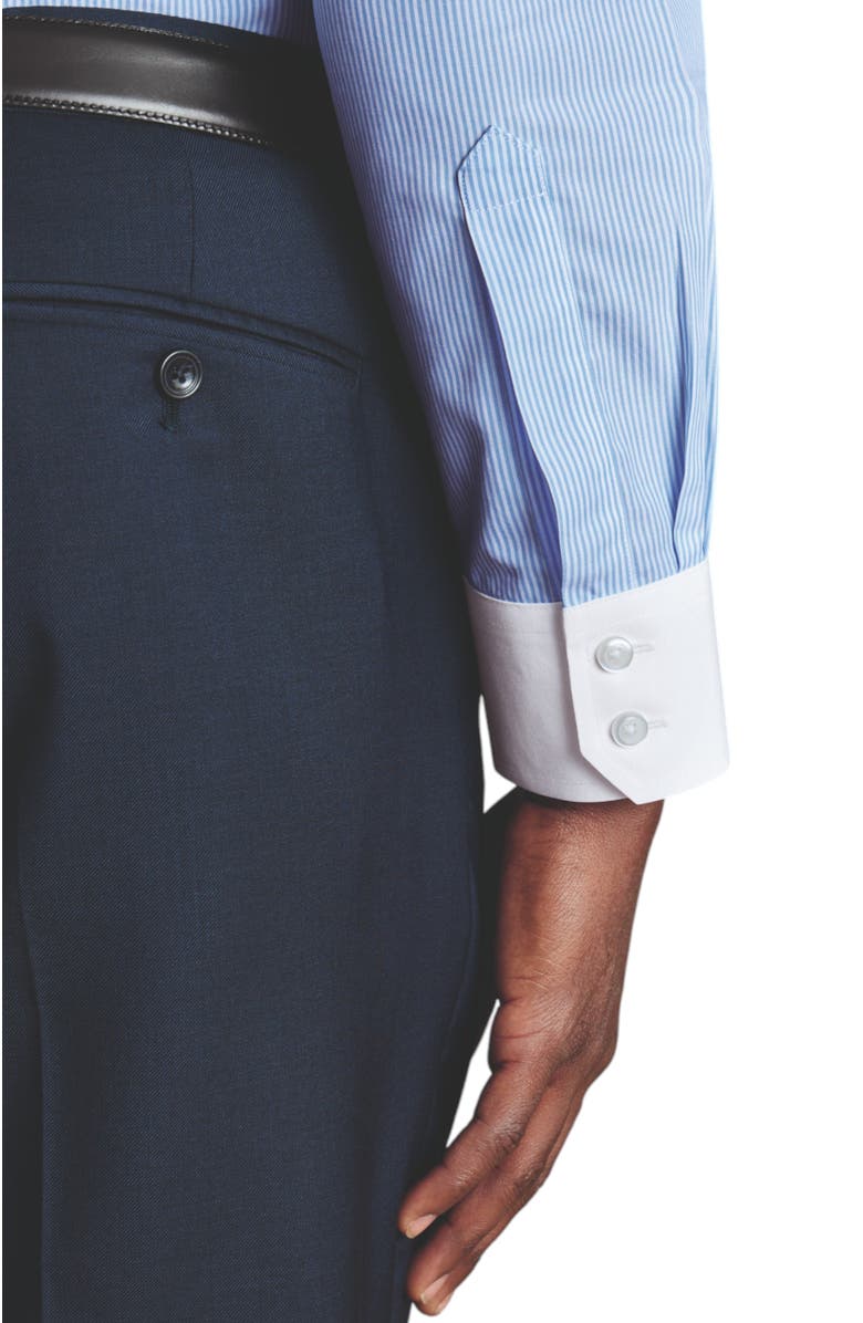 Charles Tyrwhitt Cutaway Collar Non-Iron Bengal Stripe Winchester Shirt, Alternate, color, Sky Blue