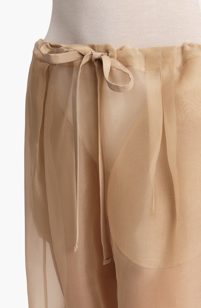 Khaite Trenton Sheer Silk Blend Organza Drawstring Pants, Alternate, color, Beige