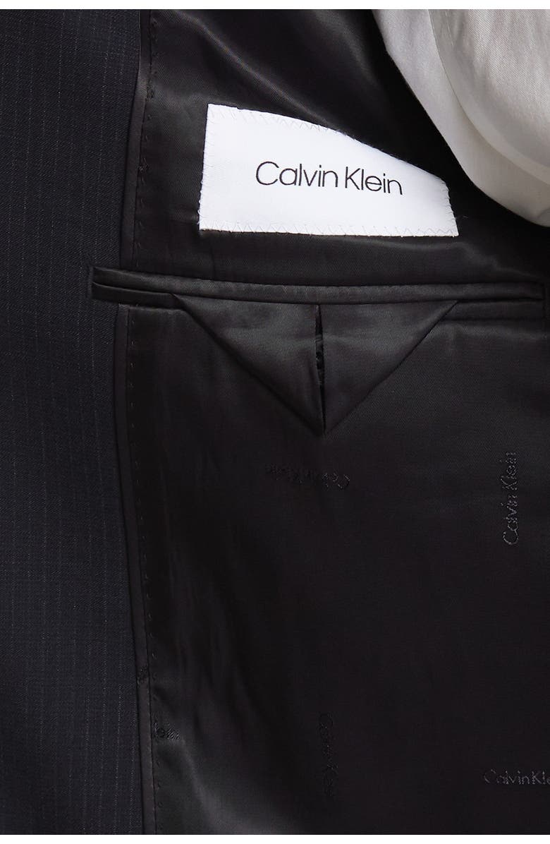 Calvin Klein Dark Blue Tonal Pinstripe Wool Two Button Notch Lapel Suit, Alternate, color,