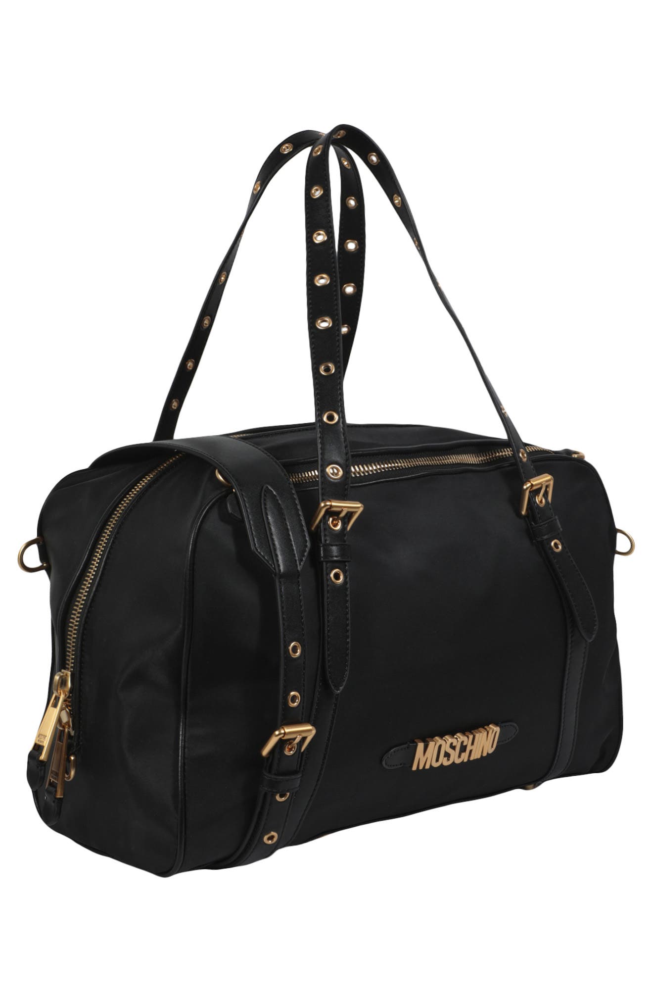 Moschino Logo Duffle Bag, Alternate, color, 