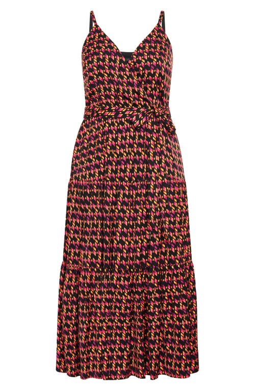 City Chic Nova Tiered Midi Dress In Orange