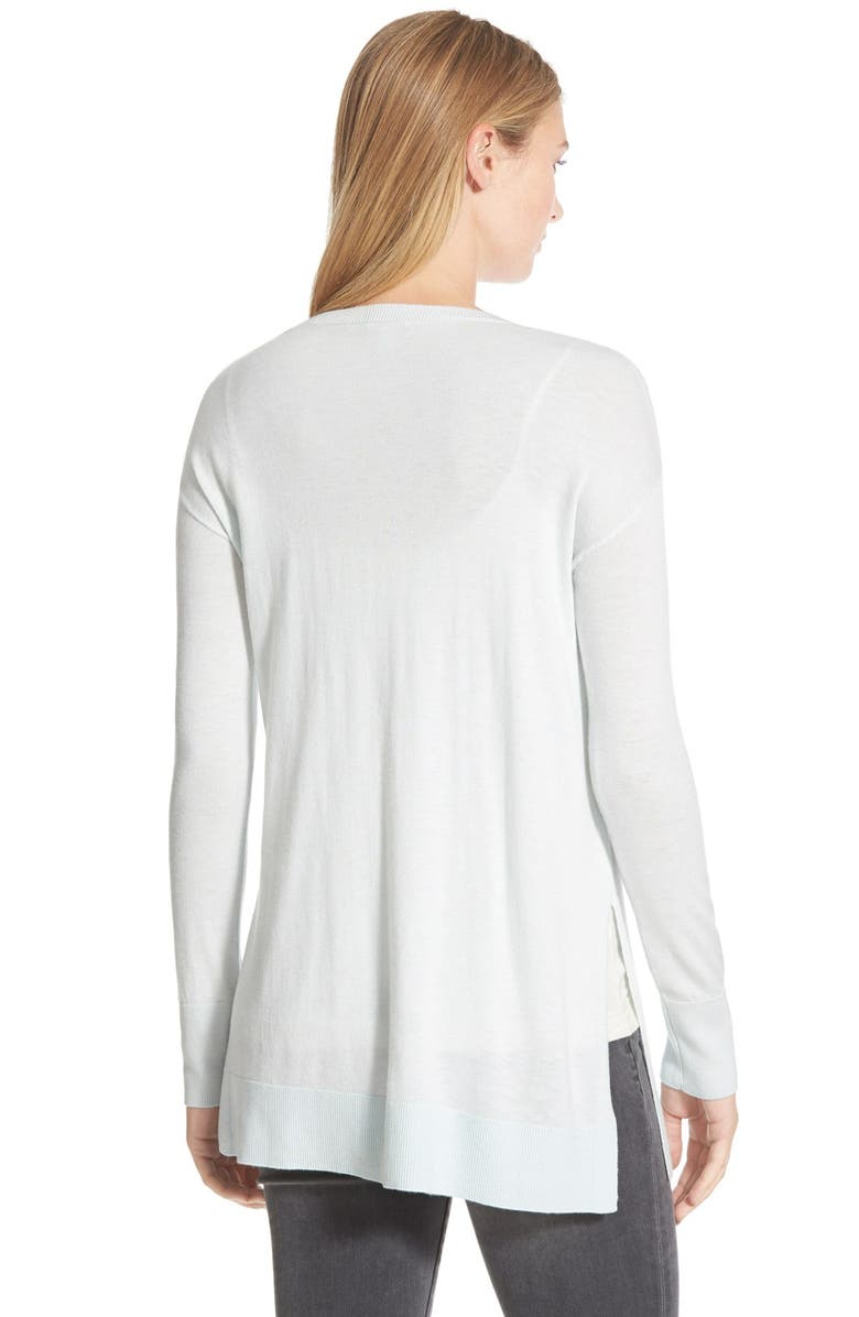 Halogen<sup>®</sup> Side Slit V-Neck Tunic Sweater, Alternate, color, Blue Flow