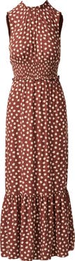 Adrianna Papell Print Smocked Waist Maxi Dress