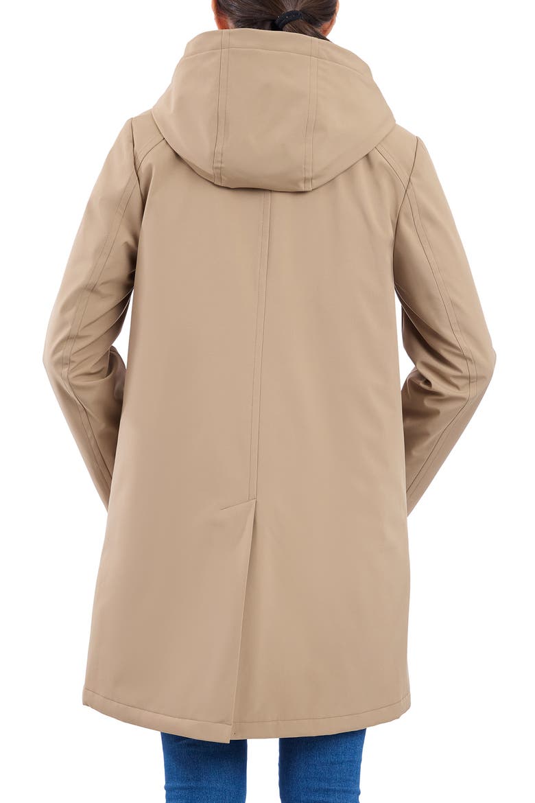 Water Resistant Bonded Raincoat with Bib Detail, Alternate, color, KHAKI
