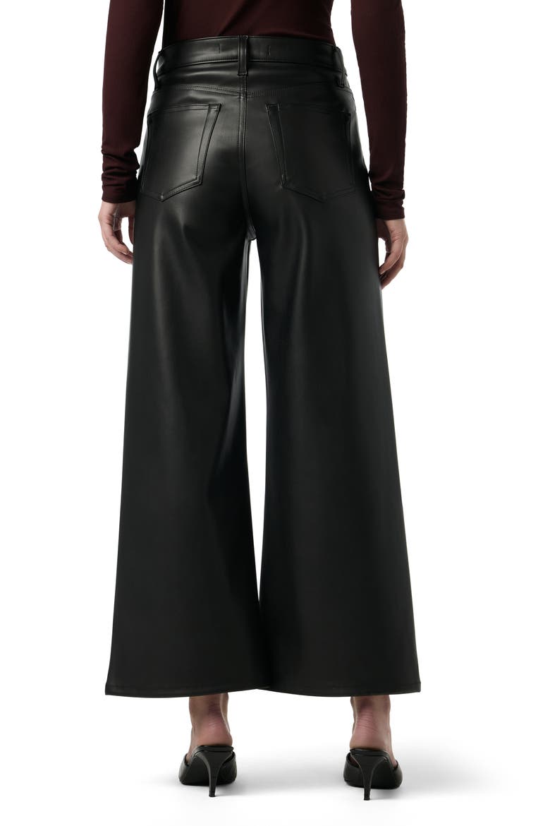 Faux Leather Wide Leg Ankle Pants, Alternate, color, BLACK