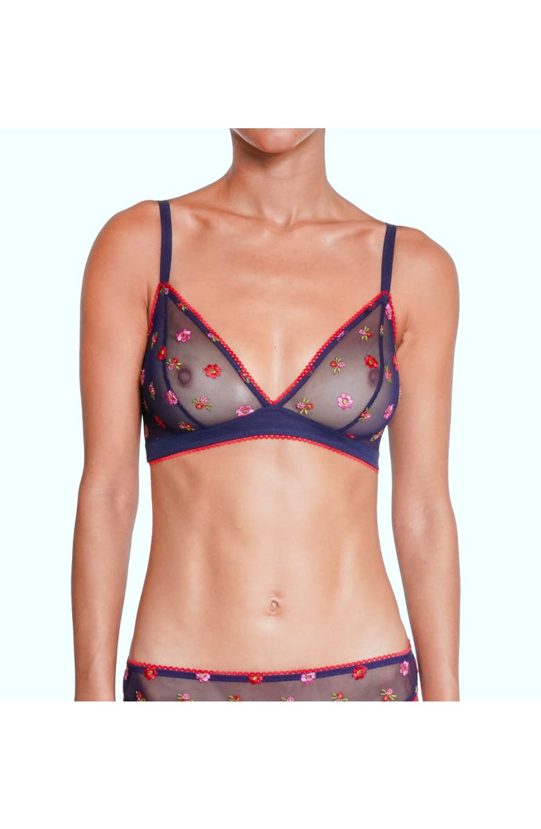 Huit Bisou Lace Bralette, Alternate, color, Navy