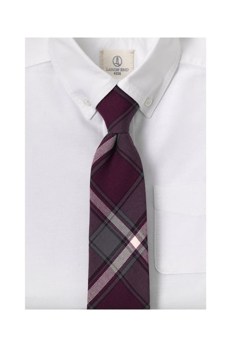 School Uniform Adult Plaid To Be Tied Tie, Alternate, color, Burgundy/Gray Plaid