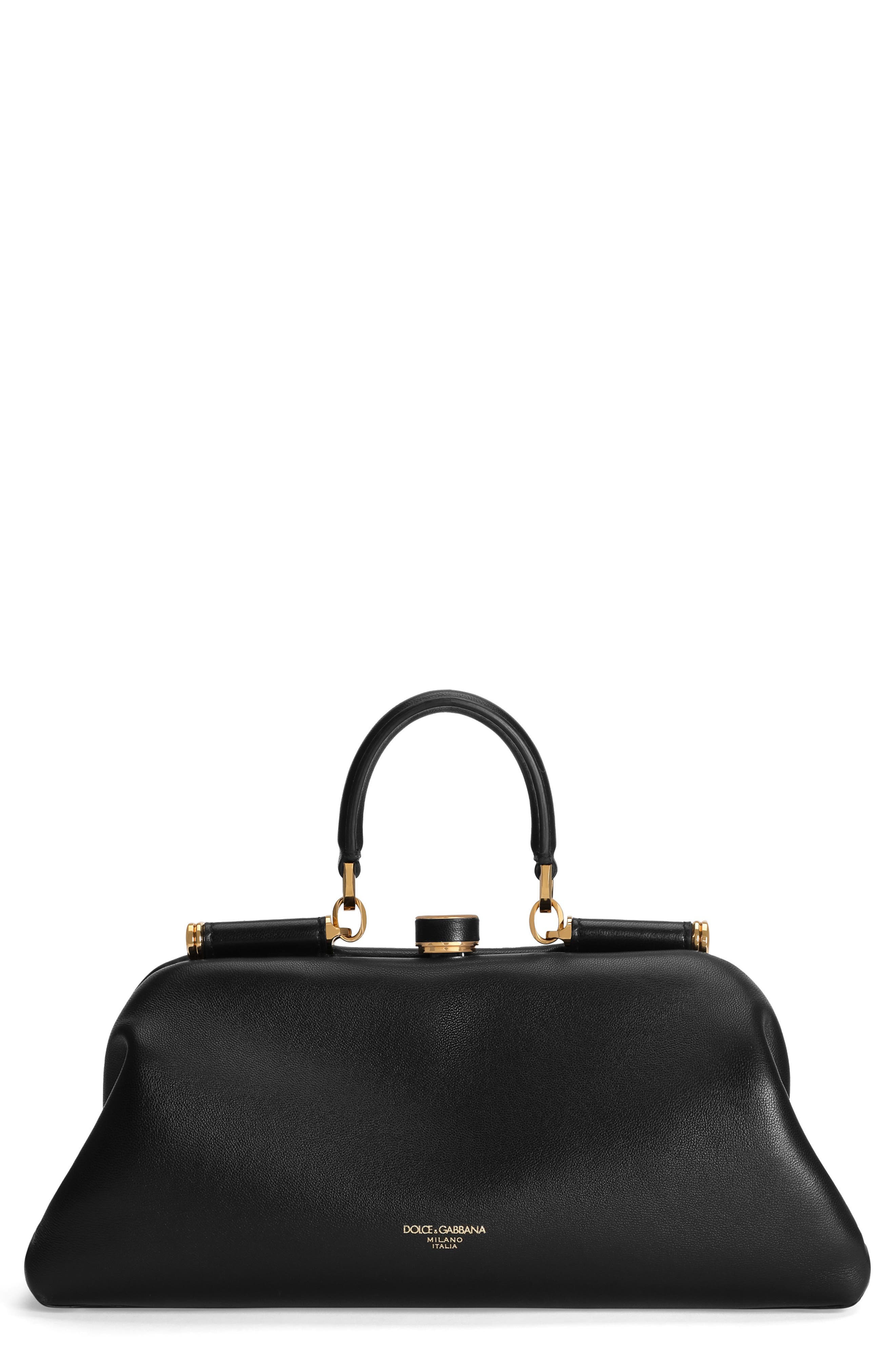 Nappa Leather Handbag, Main, color, NERO