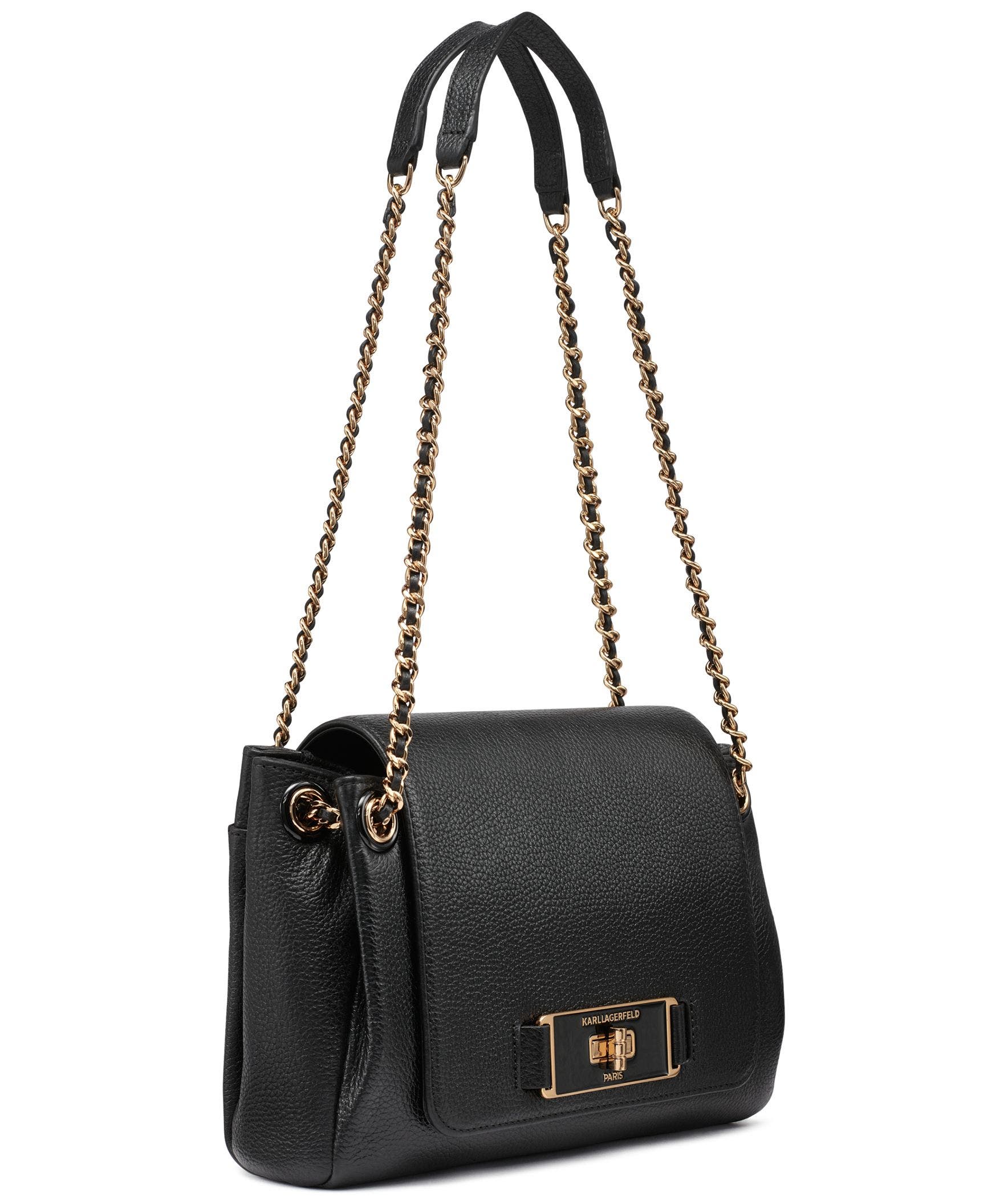 KARL LAGERFELD PARIS Bridgette Shoulder, Alternate, color, Black/Gold