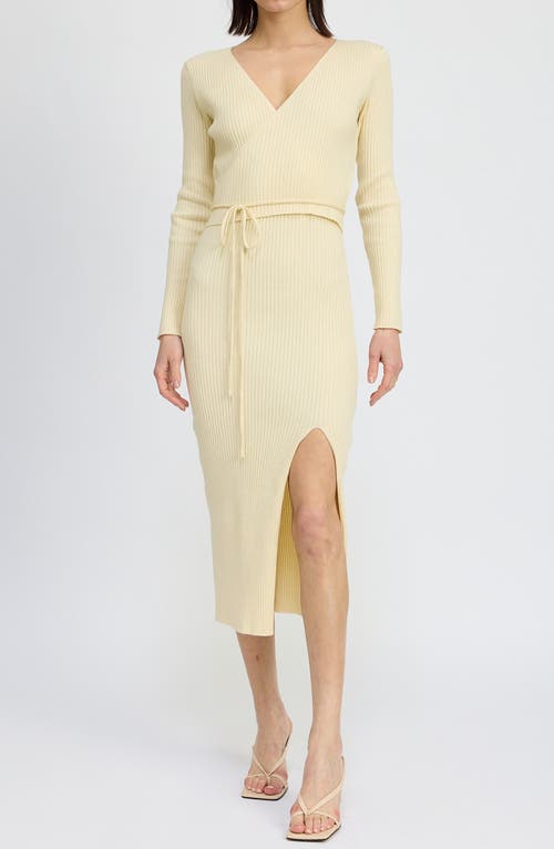 En Saison Merril Long Sleeve Ribbed Sweater Dress in Natural 