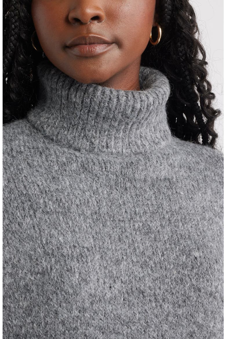 Fuzzy Turtleneck Sweater, Alternate, color, GREY