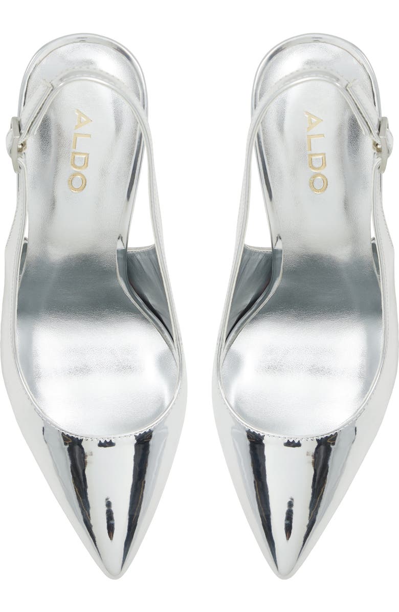 ALDO Meesha Slingback Pointed Toe Pump, Alternate, color, Silver