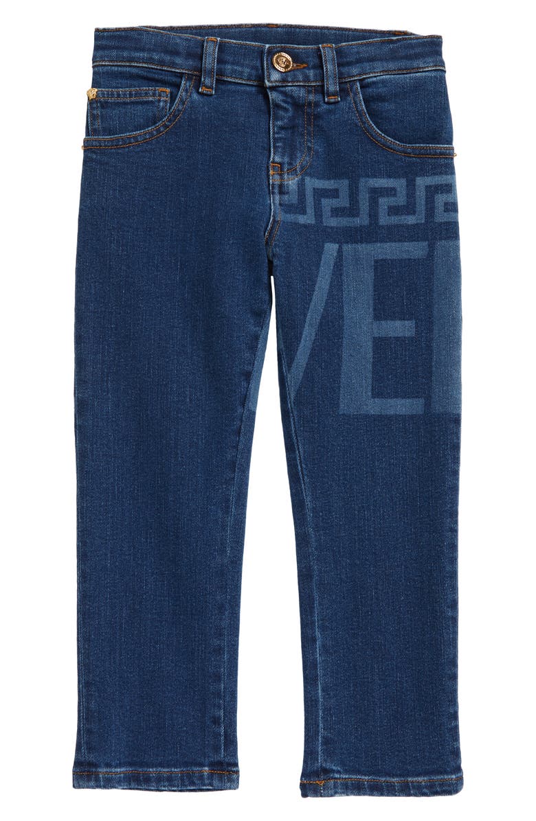Versace Kids' Greca Logo Jeans, Main, color, 