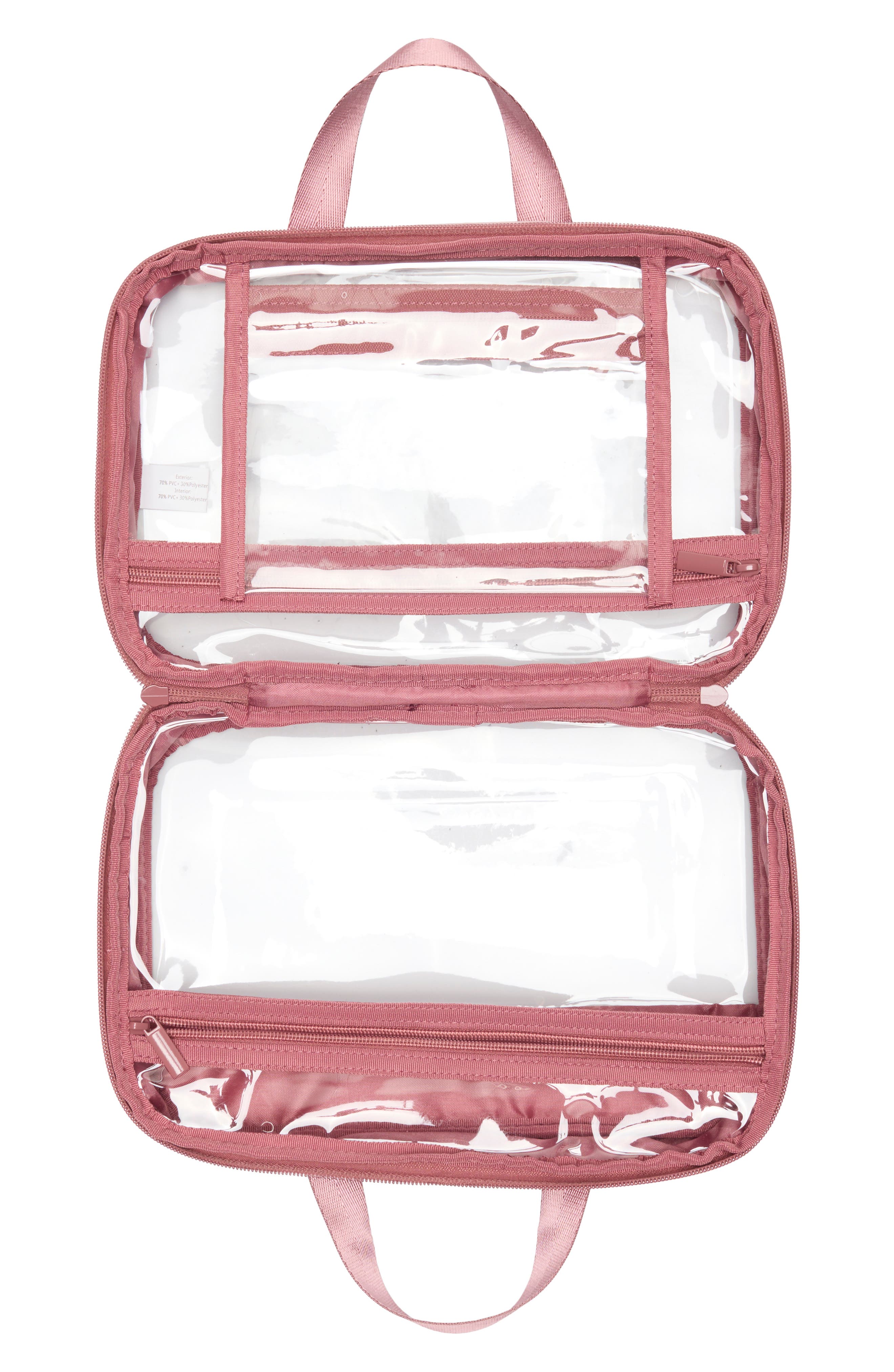 MYTAGALONGS Box Quilted Clear Toiletry Case, Alternate, color, Desert Rose