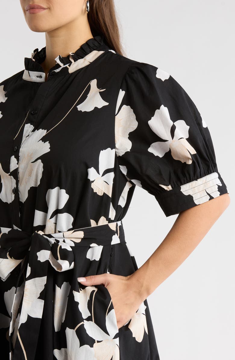 SUGARLIPS Medina Floral Print Shirtdress, Alternate, color, Black-Grey