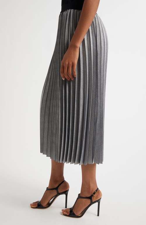 Reiss Grey Checked Pleated Midi Skirt In Grey
