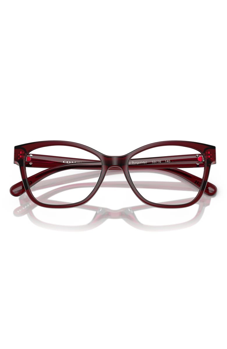 COACH 53mm Butterfly Optical Glasses, Alternate, color, Milky Burgundy / Demo Lens