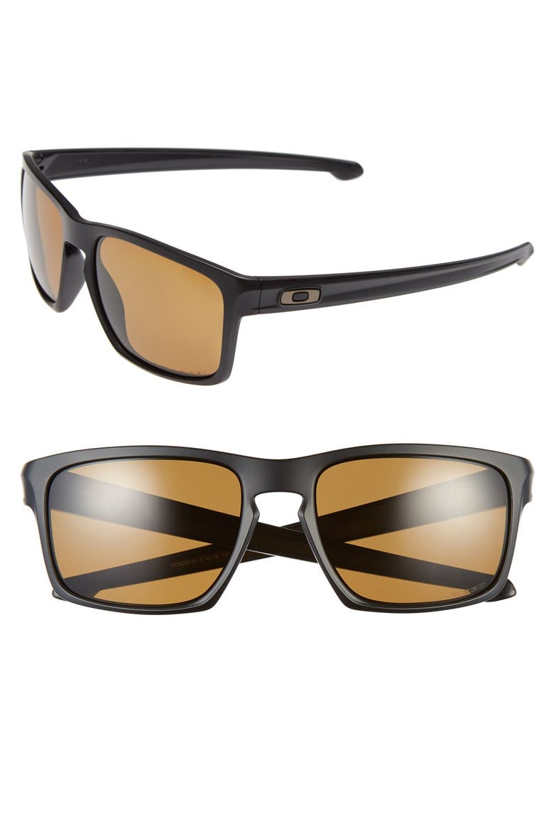 'Sliver® F' 57mm Polarized Sunglasses, Main, color, MATTE BLACK/ BRONZE