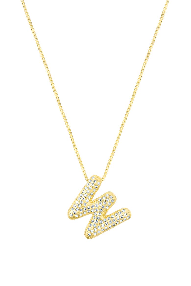 Pavé Bubble Initial Pendant Necklace, Main, color, GOLD-W
