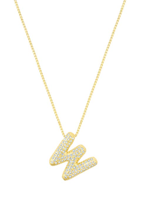 Pavé Bubble Initial Pendant Necklace
