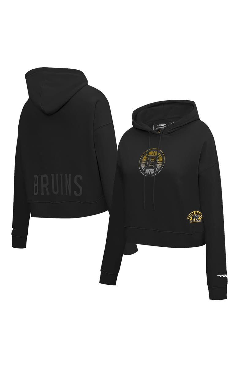 PRO STANDARD Women's Pro Standard  Black Boston Bruins Jewels Cropped Pullover Hoodie, Main, color, Black