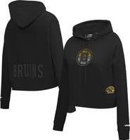 PRO STANDARD Women's Pro Standard Black Boston Bruins Jewels Cropped Pullover Hoodie
