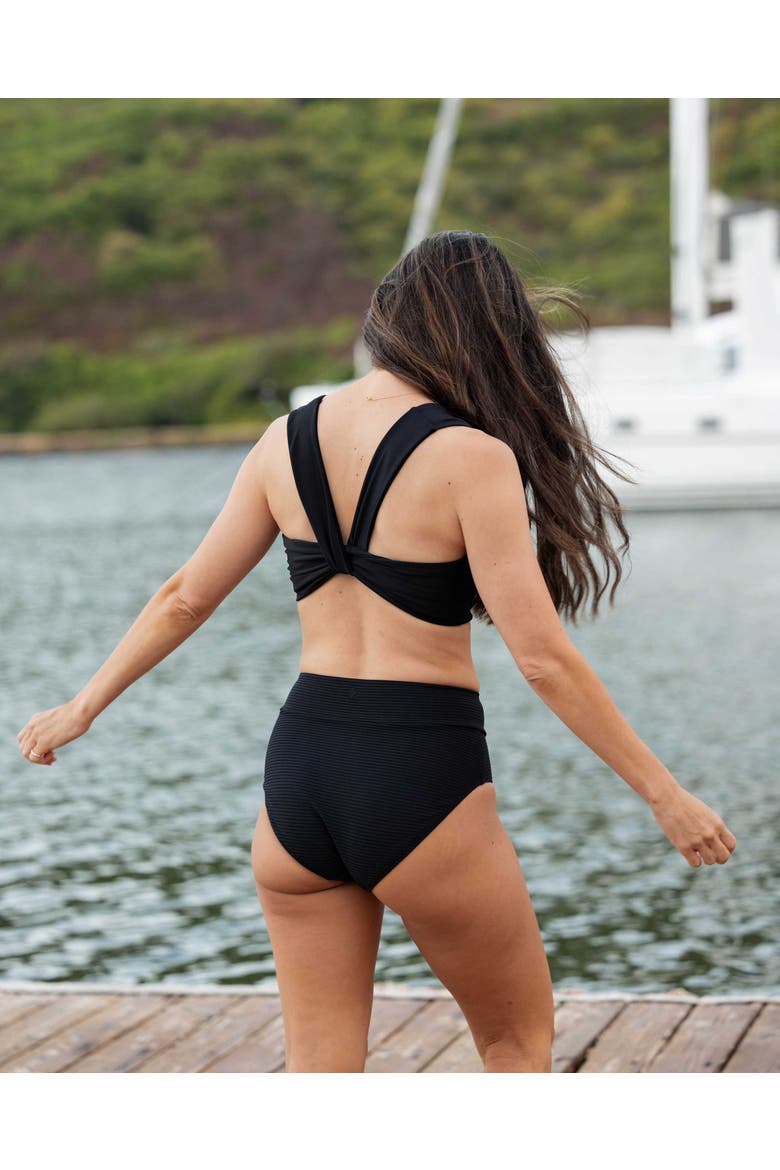 Twist Swim Crop, Alternate, color, Black
