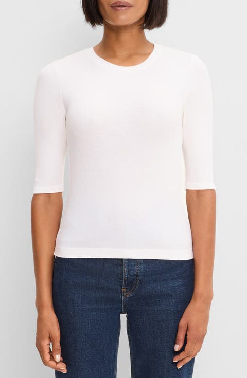 Maeve Elbow Sleeve Rib T-Shirt