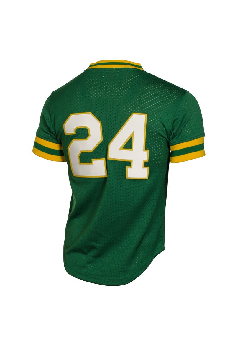 Men's Mitchell & Ness Rickey Henderson Green Oakland Athletics 1991 Cooperstown Mesh Batting Practice Jersey, Alternate, color, Green