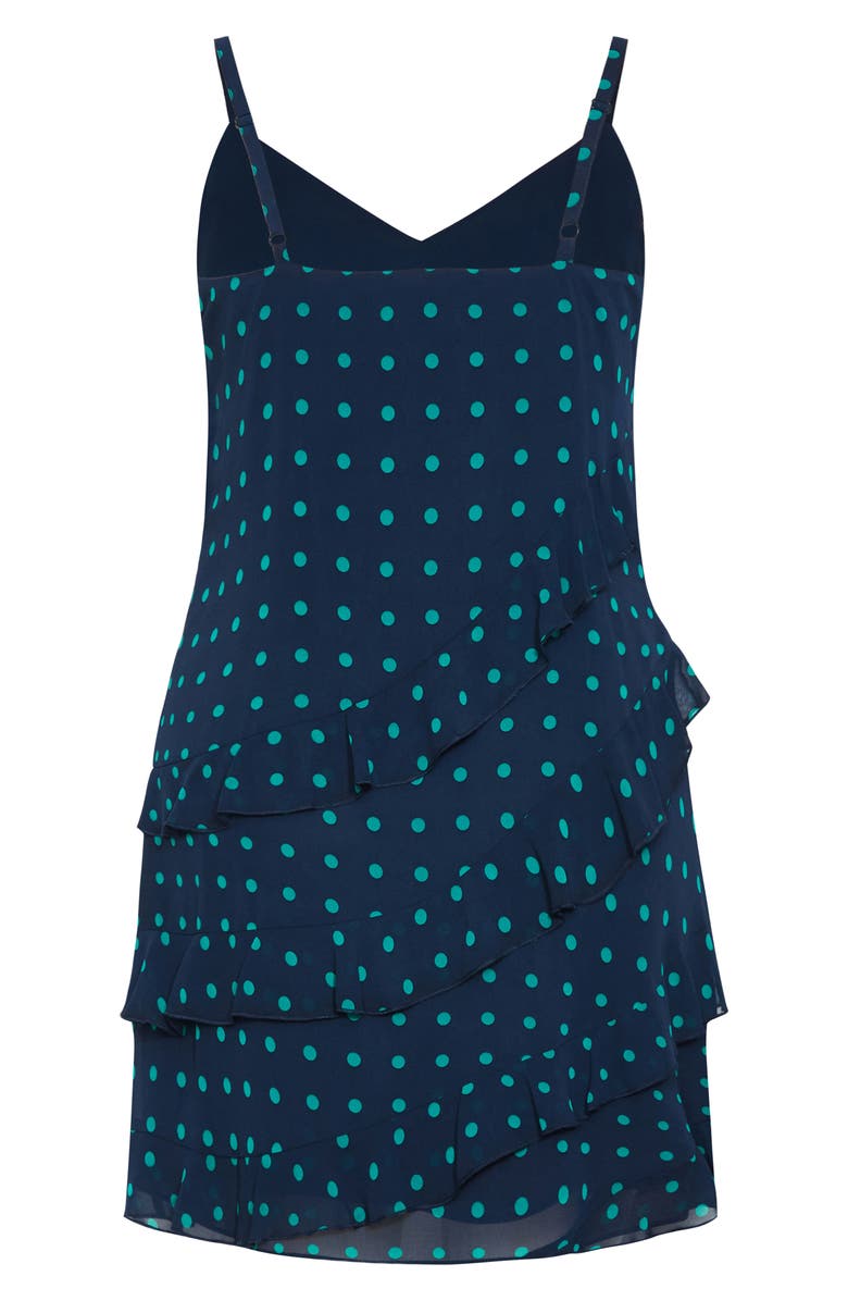 City Chic Harley Polka Dot Ruffle Minidress, Alternate, color, 